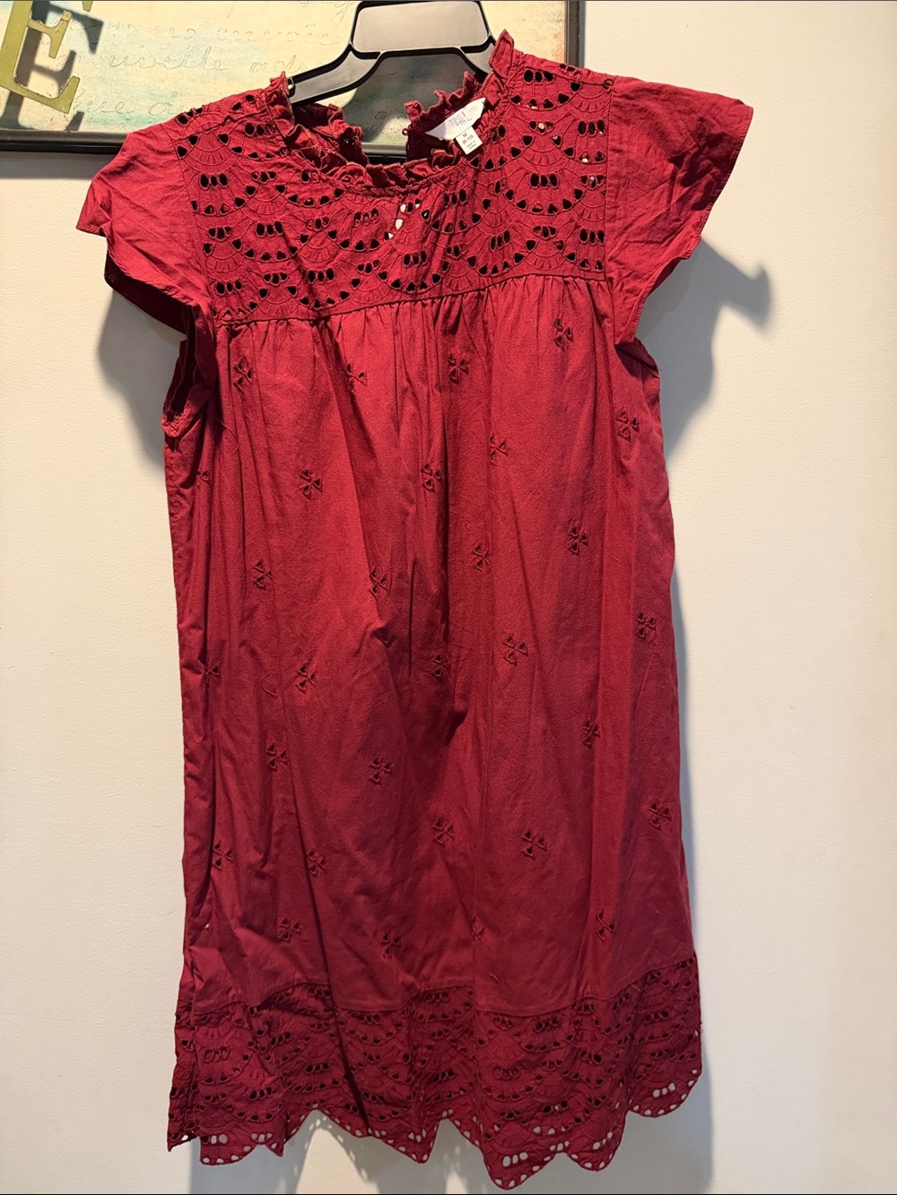 Women’s Burgundy Eyelet Cap-Sleeve Dress - Time and Tru
